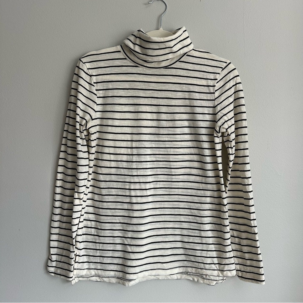 Madewell Striped Turtleneck Black Ivory 100% Cotton Size Small